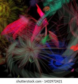 Vector illustration of a colorful wireframe structure formed by the interweaving of smoothly curved lines. A complex plexus backdrop resembling a fractal pattern. Crazy art concept.