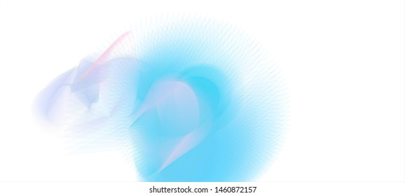 Vector illustration of a colorful wireframe structure formed by the interweaving of smoothly curved lines against white background. A complex plexus backdrop.