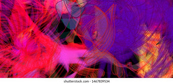 Vector illustration of a colorful wireframe structure formed by the interweaving of smoothly curved lines. A complex plexus backdrop resembling a surrealistic pattern. Crazy art concept.