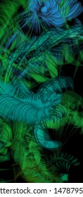 Vector illustration of a colorful wireframe structure formed by the interweaving of smoothly curved lines. A complex plexus backdrop resembling a fractal pattern. Crazy art concept.