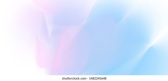Vector illustration of a colorful wireframe structure formed by the interweaving of smoothly curved lines against white background. A complex plexus backdrop.