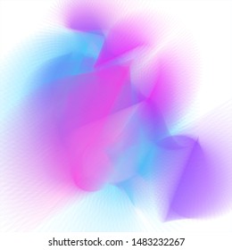 Vector illustration of a colorful wireframe structure formed by the interweaving of smoothly curved lines against white background. A complex plexus backdrop.