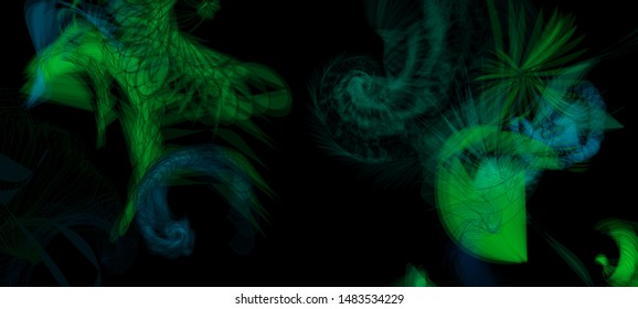 Vector illustration of a colorful wireframe structure formed by the interweaving of smoothly curved lines. A complex plexus backdrop resembling a surrealistic pattern. Strange dynamic scene.