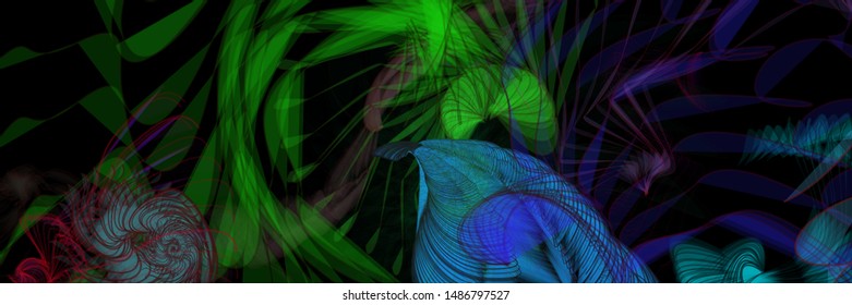 Vector illustration of a colorful wireframe structure formed by the interweaving of smoothly curved lines. A complex plexus backdrop resembling a surrealistic pattern. Crazy art concept.