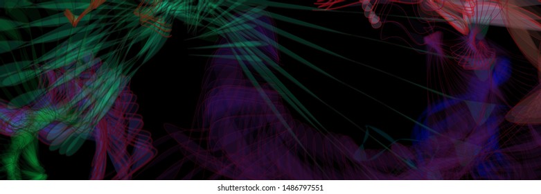 Vector illustration of a colorful wireframe structure formed by the interweaving of smoothly curved lines. A complex plexus backdrop resembling a surrealistic pattern. Crazy art concept.