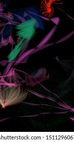 Vector illustration of a colorful wireframe structure formed by the interweaving of smoothly curved lines. A complex plexus backdrop resembling a fractal pattern. Crazy art concept.