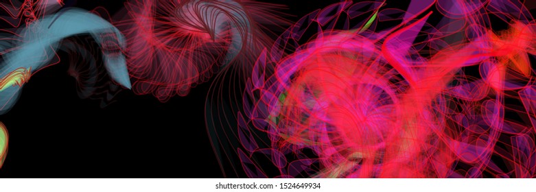 Vector illustration of a colorful wireframe structure formed by the interweaving of smoothly curved lines. A complex plexus backdrop resembling a surrealistic pattern. Crazy art concept.
