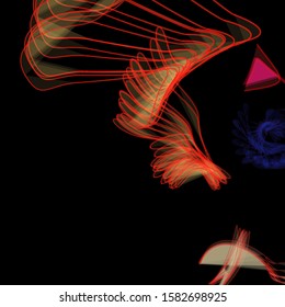 Vector illustration of a colorful wireframe structure formed by the interweaving of smoothly curved lines. A complex plexus backdrop resembling a fractal pattern. Crazy art concept.