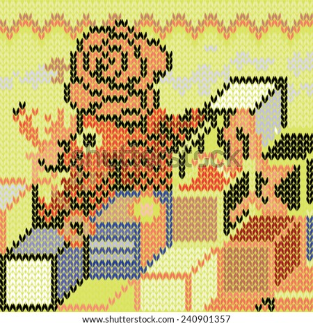 Vector illustration of colorful wool sweater pattern. Unusual, abstract, knit, design, 80s games, nintendo.