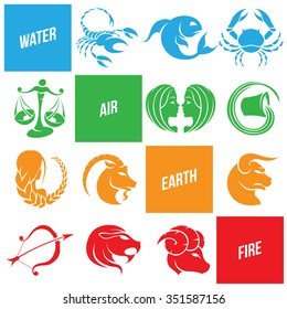 Vector Illustration of Colorful Zodiac Star Signs