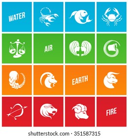 Vector Illustration of Colorful Zodiac Star Signs