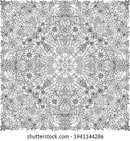 Vector illustration coloring book anti stress for adults with colors. Coloring book with a lot of elements for adults isolated on a white background.