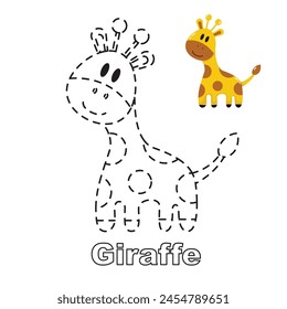 Vector illustration. Coloring book . Cartoon animal. Clipart set for nursery poster, Practice skills