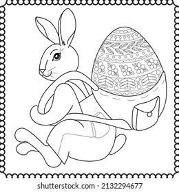 Vektorgrafik. Farbbuch für Kinder und Erwachsene. Ostern. Osterhase. Ostereier mit einem Muster. Antistress Freibord und Skizzenzeichnung.