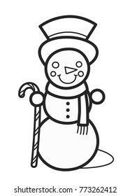 Vector illustration: Coloring book for children, The Snowman, isolated on white background