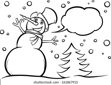 Vector illustration of Coloring Book Christmas Snowman. Easy-edit layered vector EPS10 file scalable to any size without quality loss. 