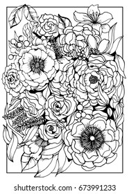 Vector illustration for coloring book or fabric.