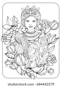 Vector illustration for coloring book or fabric.
