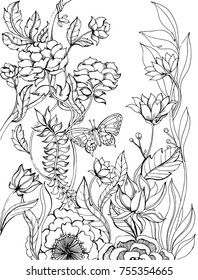 Vector illustration for coloring book or fabric.
