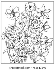 Vector illustration for coloring book or fabric.
