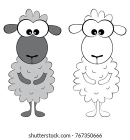 Vector illustration for coloring book - funny sheep