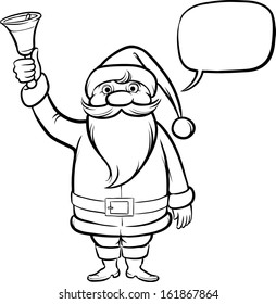 Vector illustration of Coloring Book Santa Claus with Christmas Bell. Easy-edit layered vector EPS10 file scalable to any size without quality loss.  
