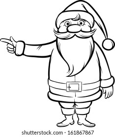 Vector illustration of Coloring Book Santa Claus pointing direction. Easy-edit layered vector EPS10 file scalable to any size without quality loss. 