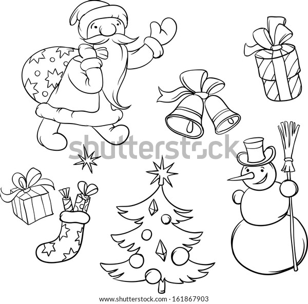 Vector Illustration Coloring Book Santa Claus Stock Vector