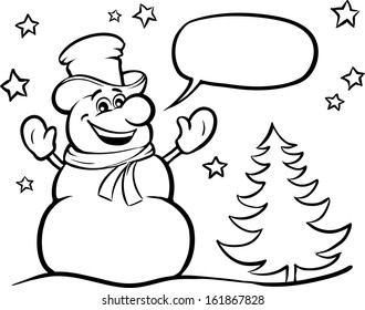 Vector illustration of Coloring Book Snowman. Easy-edit layered vector EPS10 file scalable to any size without quality loss. 