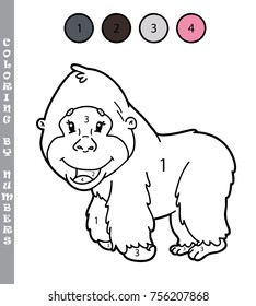 Vector illustration coloring by numbers educational game with cartoon character for kids