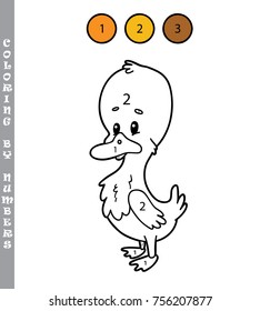 Vector illustration coloring by numbers educational game with cartoon character for kids