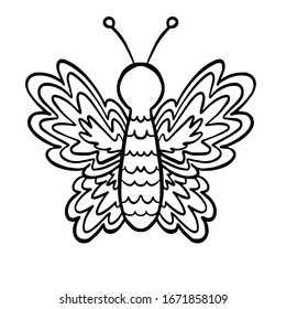 
vector illustration coloring children's butterfly on a white background isolated