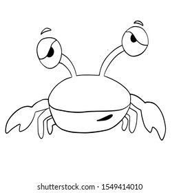 vector illustration coloring crab, black and white drawing