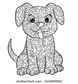 
vector illustration coloring dog on a white background