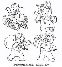 Vector illustration, coloring drawing, cartoon concept, white background.
