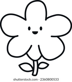 Vektorgrafik der Farbzeichnung einer hübschen Cartoon-Blume.