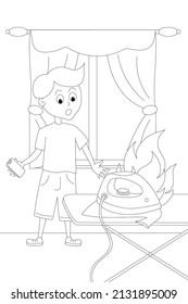 vector illustration coloring a fire from an iron. danger