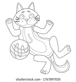 Vector illustration for coloring, greeting cards, posters, stickers, design,wallpaper. Coloring vector illustration with cute cat. children book