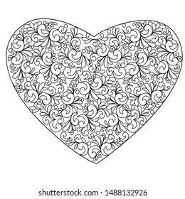 
vector illustration coloring heart, doodle
