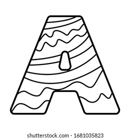 Vector illustration. Coloring letter A. Ornament.