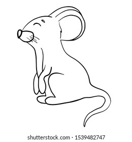 vector illustration coloring mouse, isolated drawing