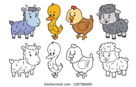 Vector illustration coloring page of cartoon character for children education, coloring and scrap book