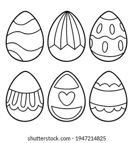 Vector illustration coloring page of cartoon easter eggs for children, coloring and scrap book, printable