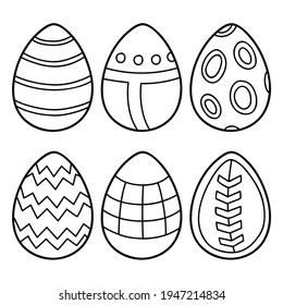 Vector illustration coloring page of cartoon easter eggs for children, coloring and scrap book, printable