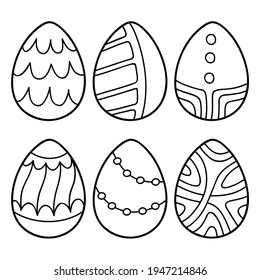Vector illustration coloring page of cartoon easter eggs for children, coloring and scrap book, printable