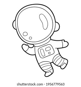 Vector illustration coloring page with cartoon astronaut for children, coloring and scrap book, printable