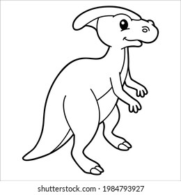 Vector illustration coloring page with cartoon dinosaur for children, coloring and scrap book, printable