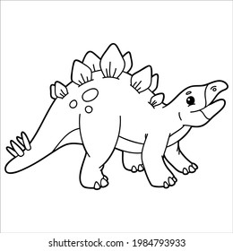 Vector illustration coloring page with cartoon dinosaur for children, coloring and scrap book, printable