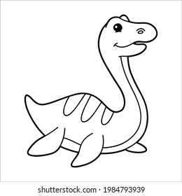 Vector illustration coloring page with cartoon dinosaur for children, coloring and scrap book, printable