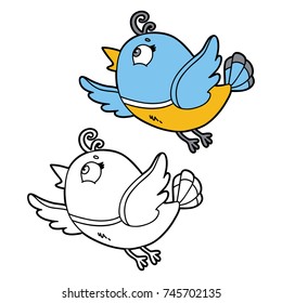 Vector illustration coloring page of cartoon character for children, coloring and scrap book